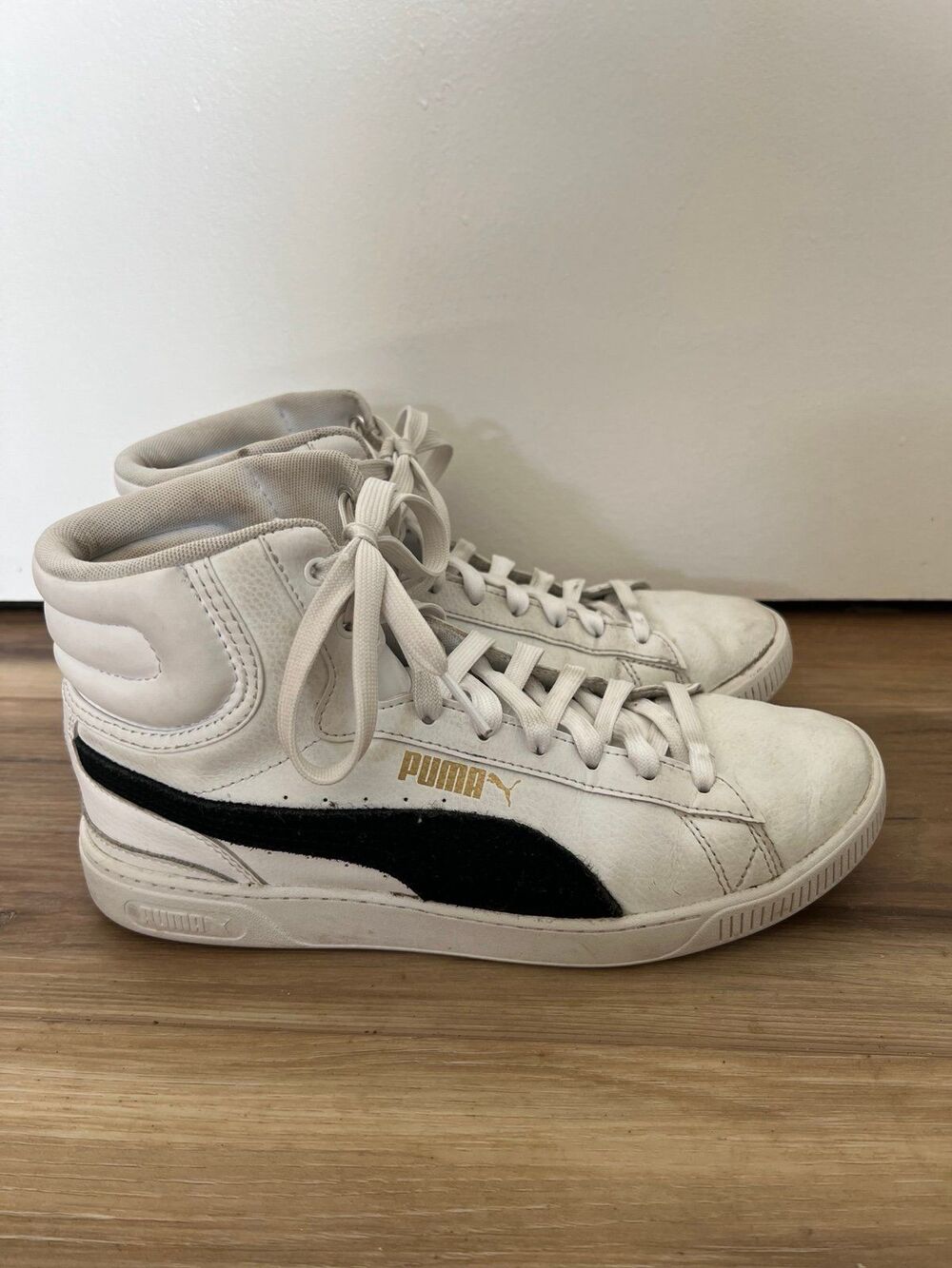 Puma Womans High Top Vikky V3 Mid L Fashion Sneakers sz 8.5 white/black
